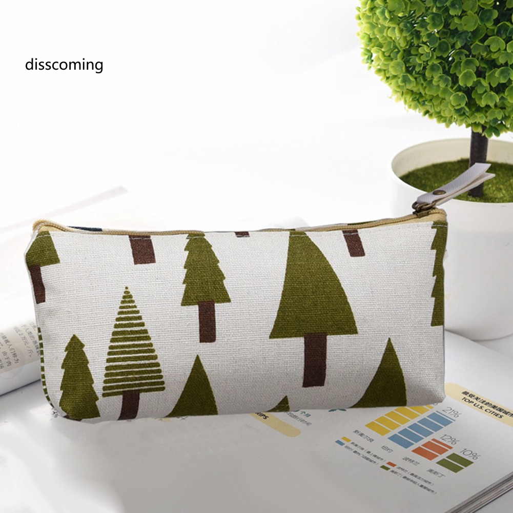 Túi đựng bút bằng vải lanh cotton với họa tiết hoạt hình dễ thương