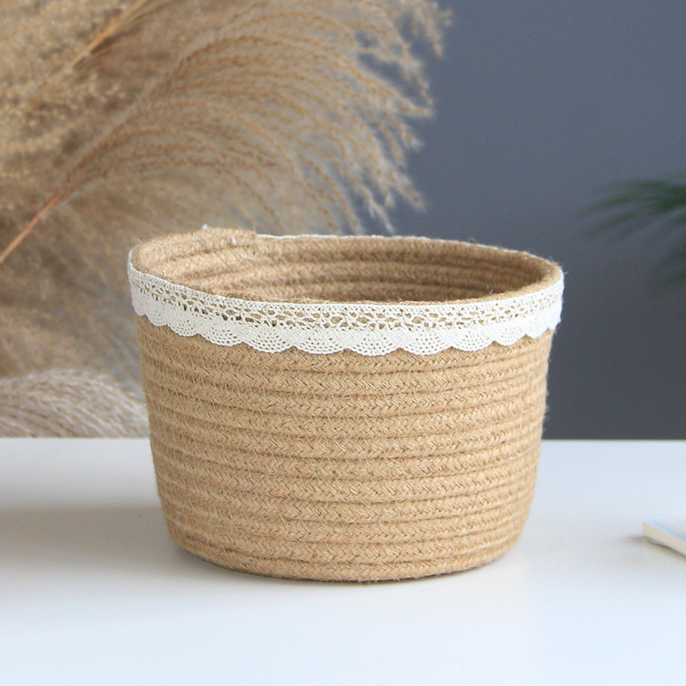 Giỏ Đựng Đồ Bằng Sợi Đay Cotton Chống Bụi Chống Nếp Nhăn Bền Dễ Lau Chùi Sức Chứa Lớn Trang Trí Nhà Cửa