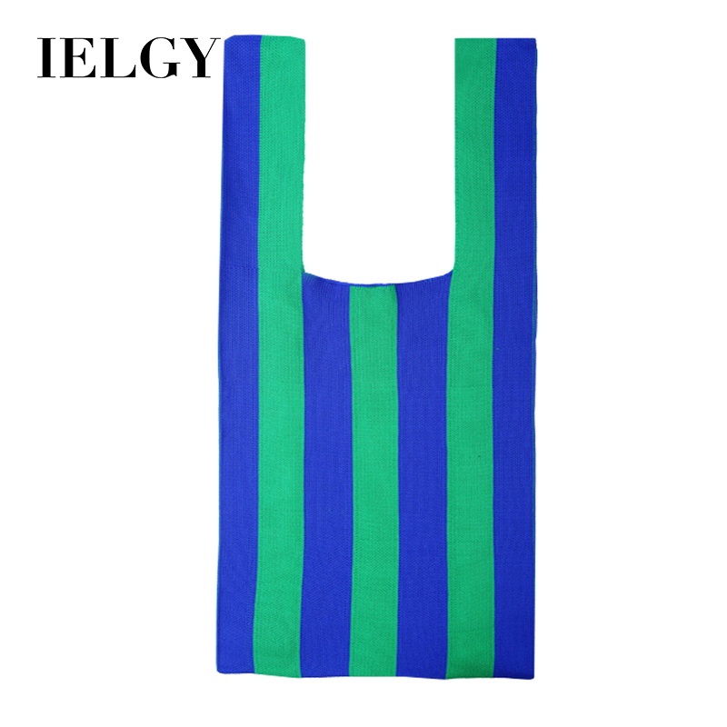 IELGY Túi tote Đeo Vai Dệt Họa Tiết Kẻ Sọc Thời Trang Xuân Hè Mới
