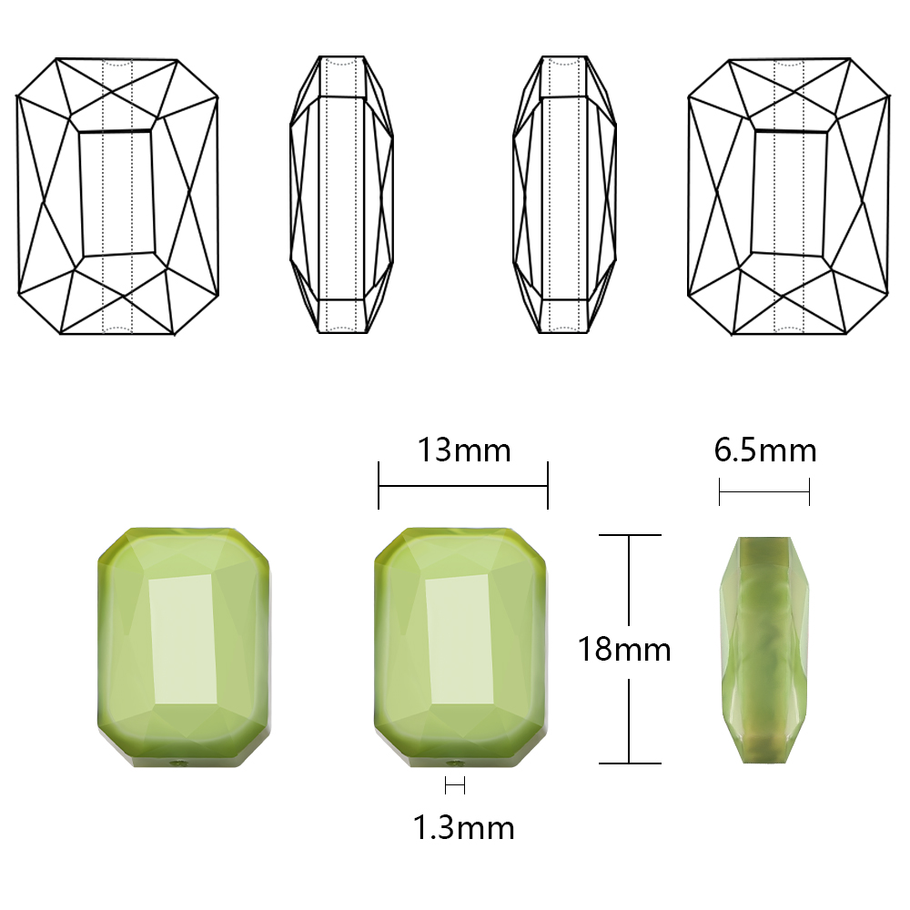 Bộ 10 Hạt Đá Ngọc Bích Hình Chữ Nhật 13x18mm Dùng Làm Trang Sức Thủ Công