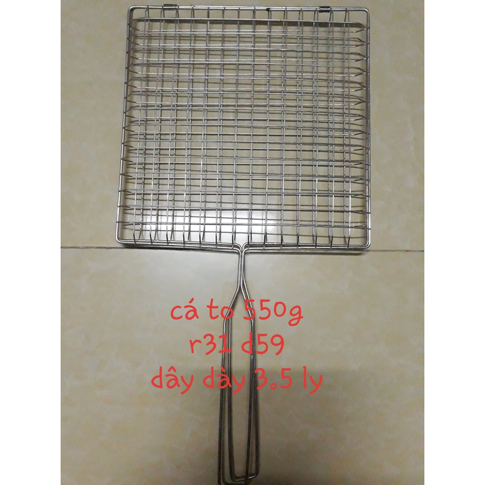 vỉ nướng cá to - dày - size 32x59cm - inox 304 không rỉ - hàng loại 1