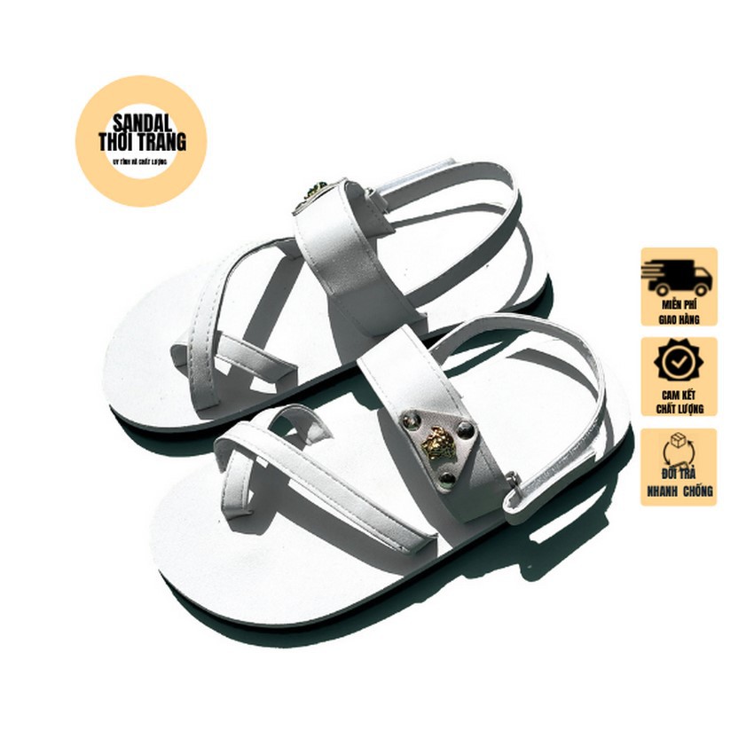Dép sanal nữ đi học xỏ ngón, SANDALTHOITRANG Dép quai hậu nữ Trắng/Đen  full size 30-44 nữ
