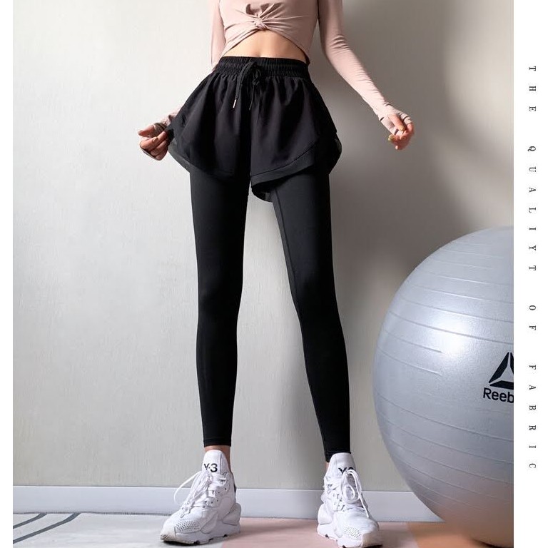Quần Đùi Kèm Quần Legging Dài Co Giãn Đồ Tập Nữ Gym Yoga Zumba Aerobic Rẻ Đẹp GYMSTORE 708