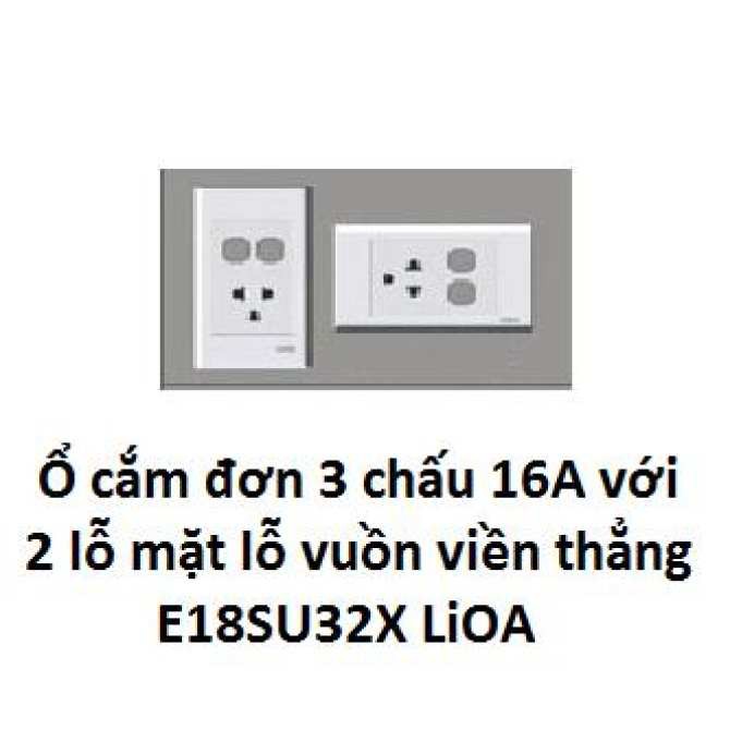 Mặt 1 ổ cắm đa năng 3 chấu + 2 lỗ LiOA chính hãng, Nhựa TRẮNG, tiếp điểm ĐỒNG