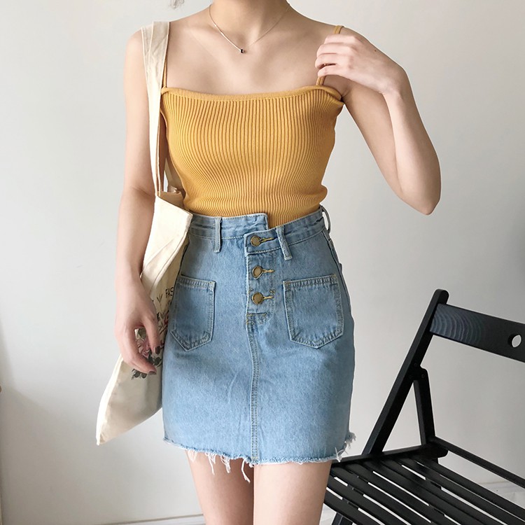 Áo hai dây dệt kim thời trang xinh xắn cho nữ