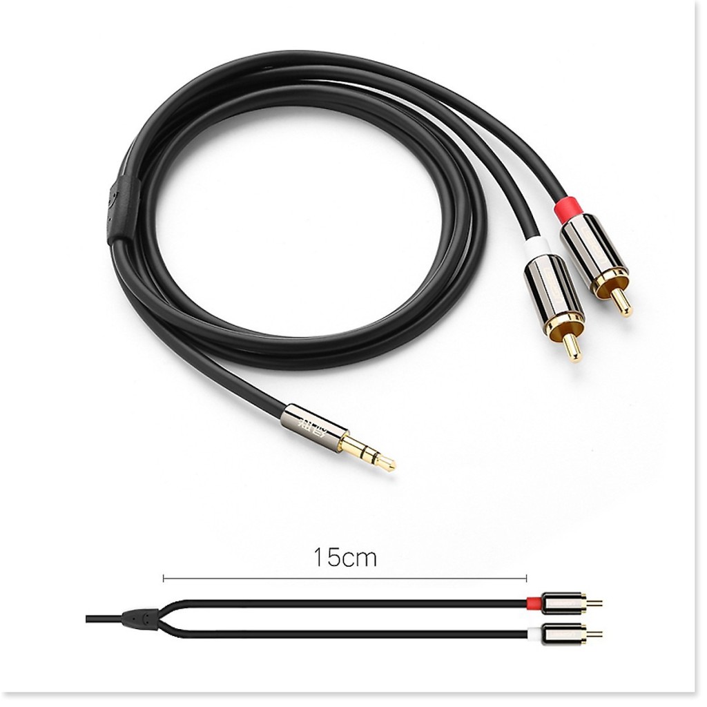 Dây Loa Audio 1 đầu 3,5 mm ra 2 đầu hoa sen (RCA) dài 2m UGREEN - Hàng Chính Hãng