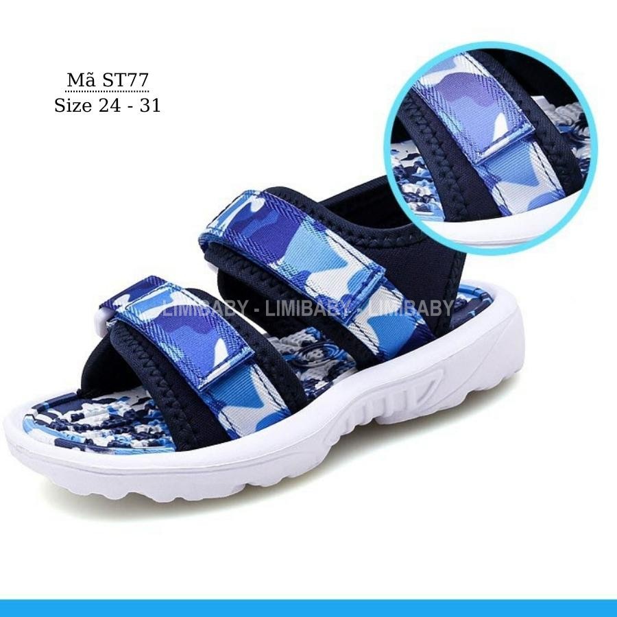 Dép sandal cao cấp cho bé trai 2 - 6 tuổi quai dán thời trang siêu nhẹ chống trơn trượt phong cách Hàn Quốc ST77