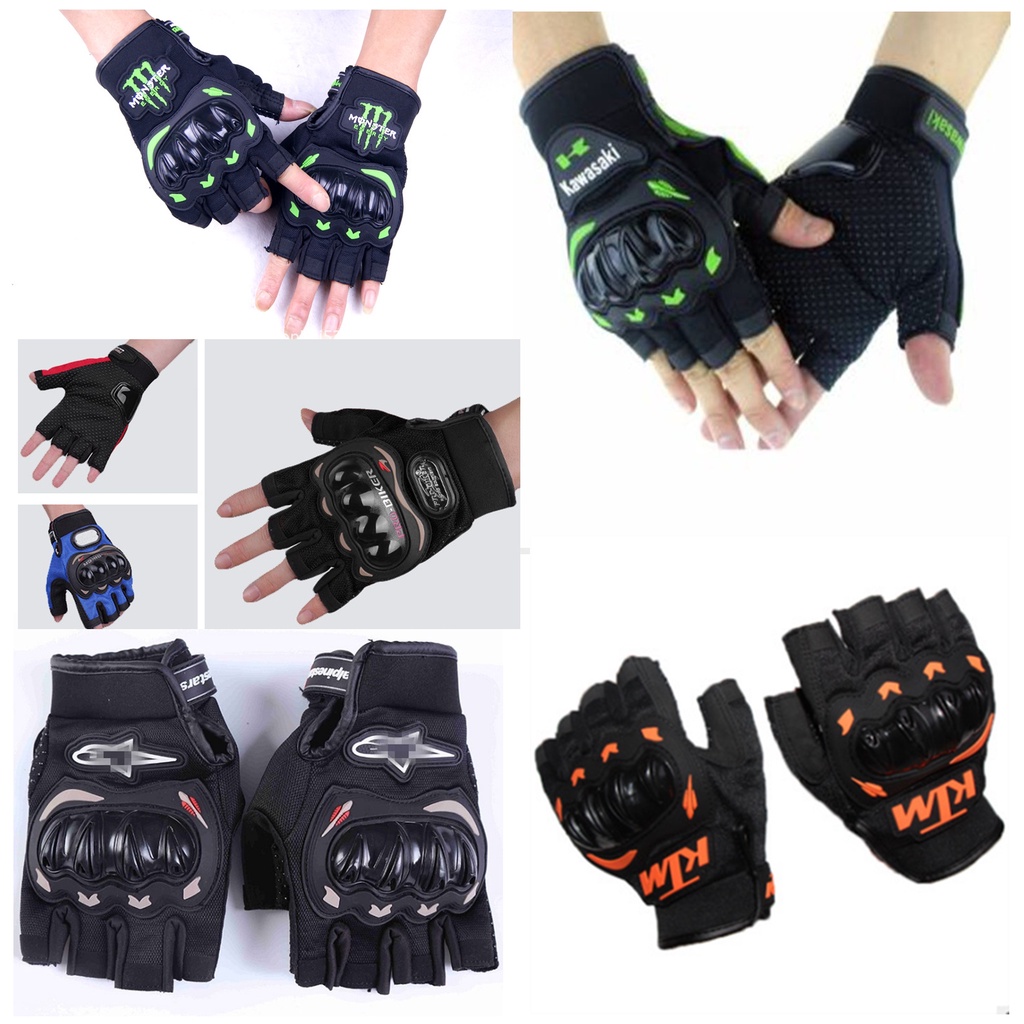 Găng tay hở ngón PROBIKER KAWASAKI MONSTER FOX ALPINESTAR bán sỉ, bao tay có gù cứng đi phượt motor pkl, xe máy cụt ngón