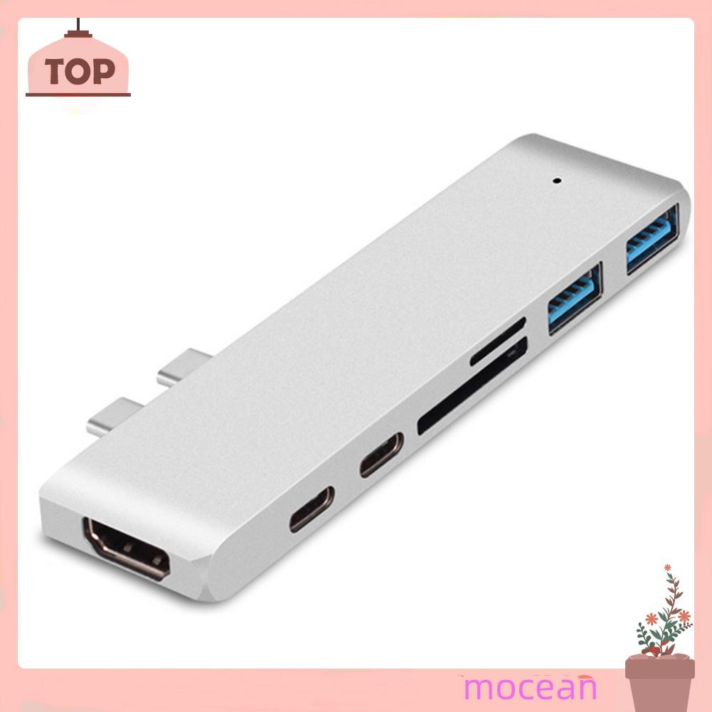 Mocean Multifunctional 7 in 1 Dock Dual USB Type C Hub Adapter for Apple Laptop