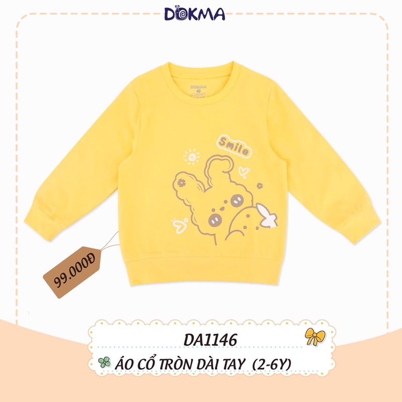 Áo cổ tròn dài tay bé gái Dokma