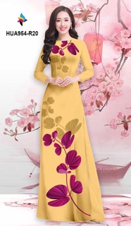 Áo dài 3d hình lá đỗ/ 1 bộ