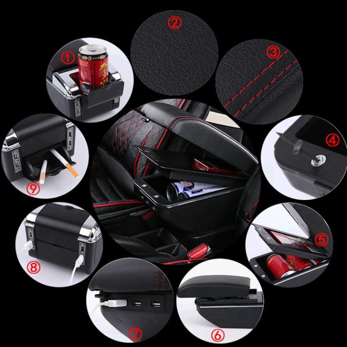 Sản Phẩm Hộp tỳ tay xe hơi cao cấp Mitsubishi Xpander tích hợp 7 cổng USB - Mầu Đen và Be .