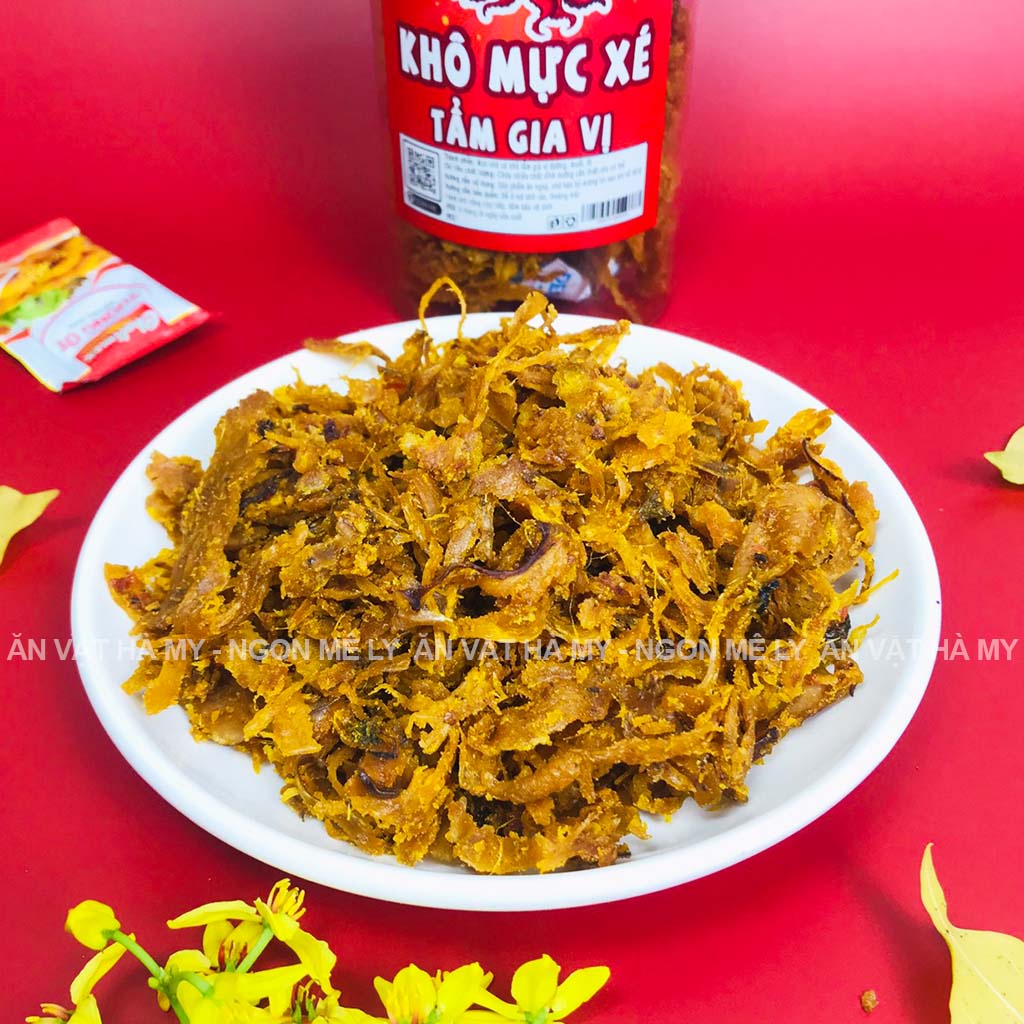 Mực xé tẩm gia vị Hà My hũ 250g đồ ăn vặt Hà Nội