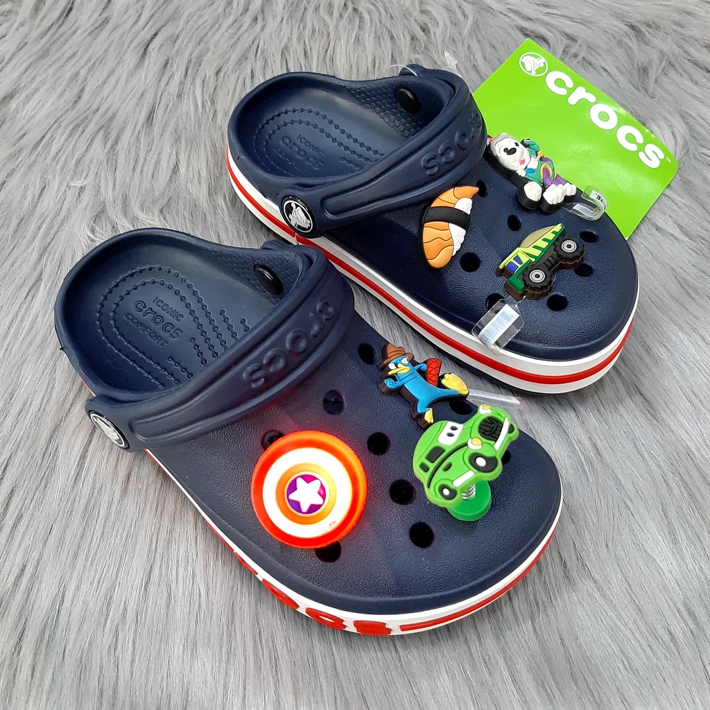 (Cao cấp + Tặng jibbitz) Dép sục crocs baya trẻ em, dép cross bé trai bé gái gắn sticker- crocs house