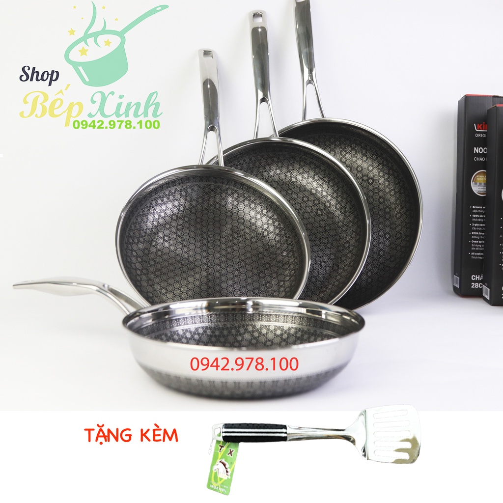 Chảo chống dính bếp từ Blackcube Kims Cook Noonsong hoa tuyết Hàn Quốc 3 lớp đúc liền inox 304 , cào không xước