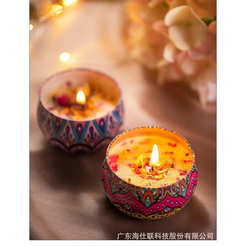 HỘP NẾN THƠM HOA KHÔ THIÊN NHIÊN LAVANDER NHÀI MẪU ĐƠN