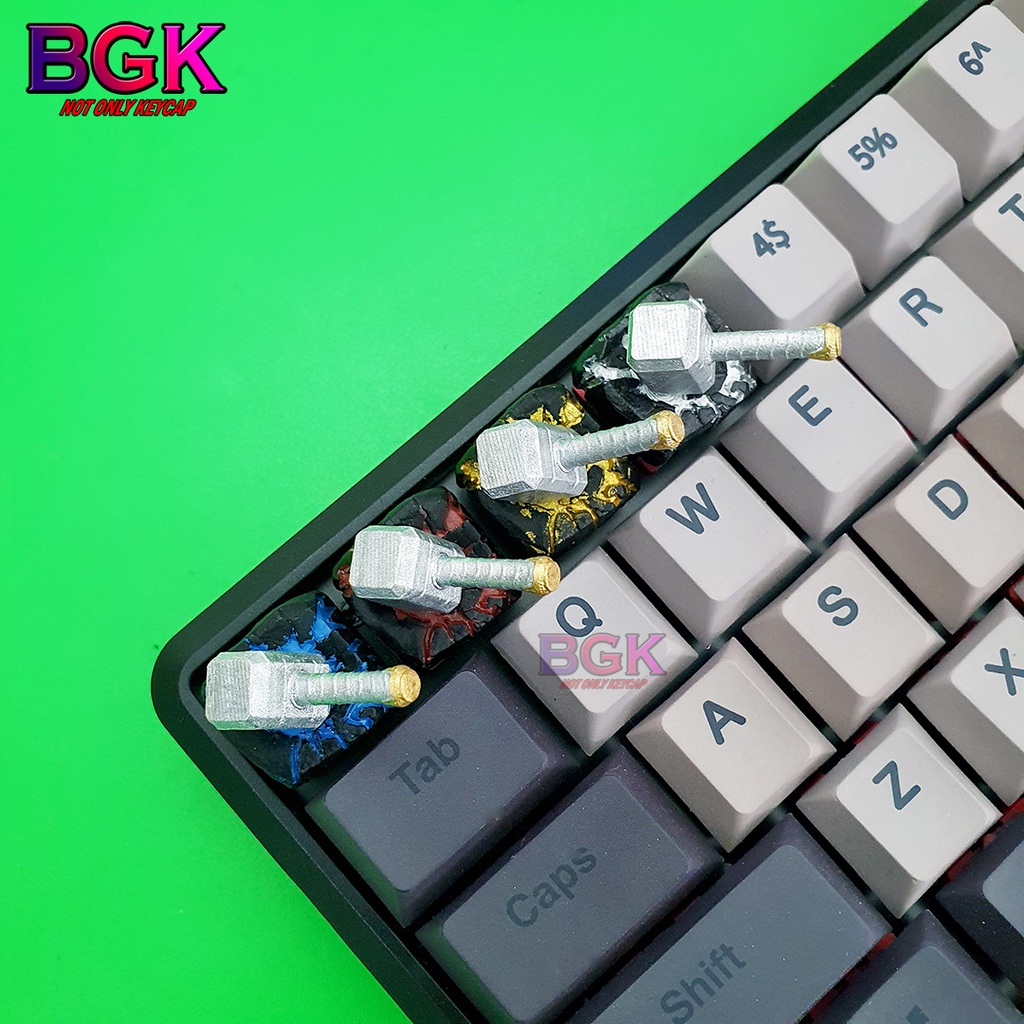 Keycap Lẻ Búa Mijolnir V2 Của thần sấm Thor không xuyên LED ( keycap resin độc lạ )( Keycap Artisan )