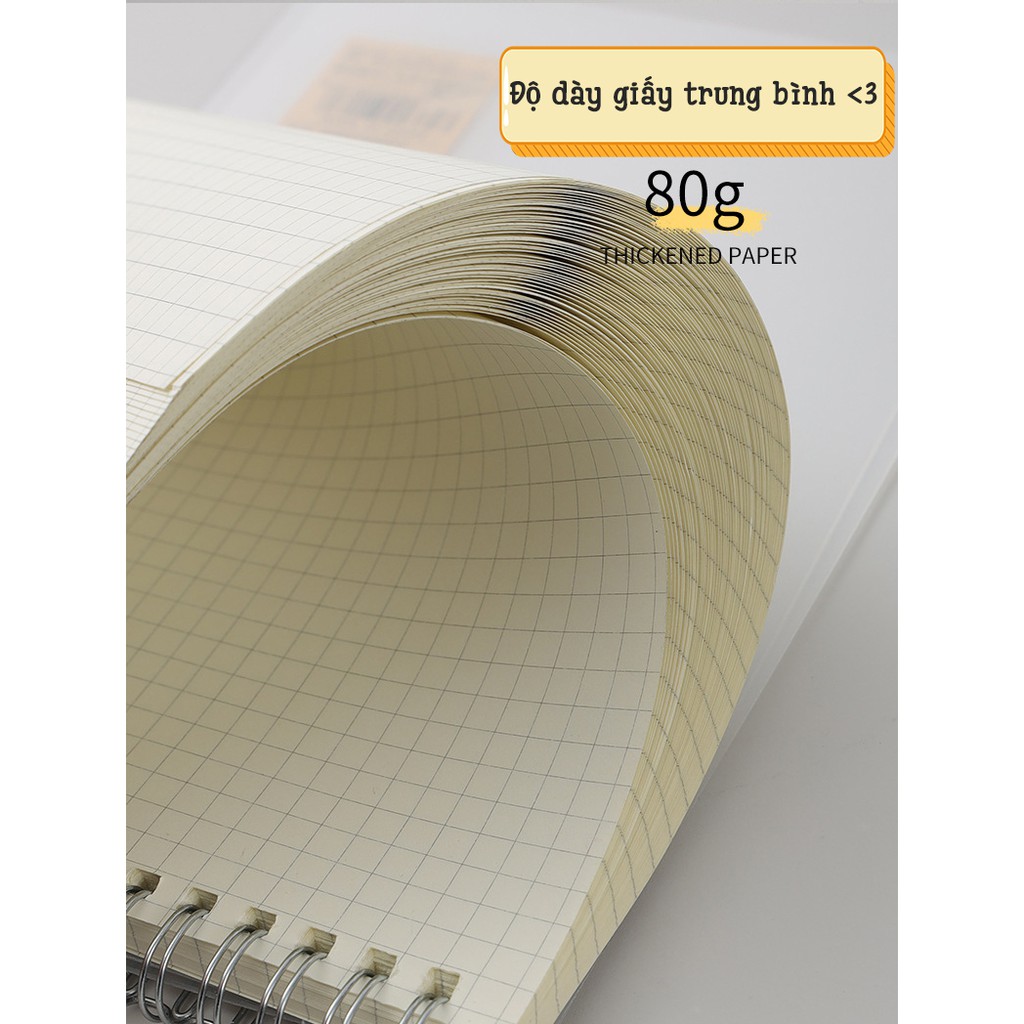 [Còng Ngang B5/A5/A6] Sổ Tay Gáy Xoắn Lò Xo Bìa Còng Nhựa Trong Suốt Bullet Journal Chất Giấy Cực Đẹp - RosyPosy