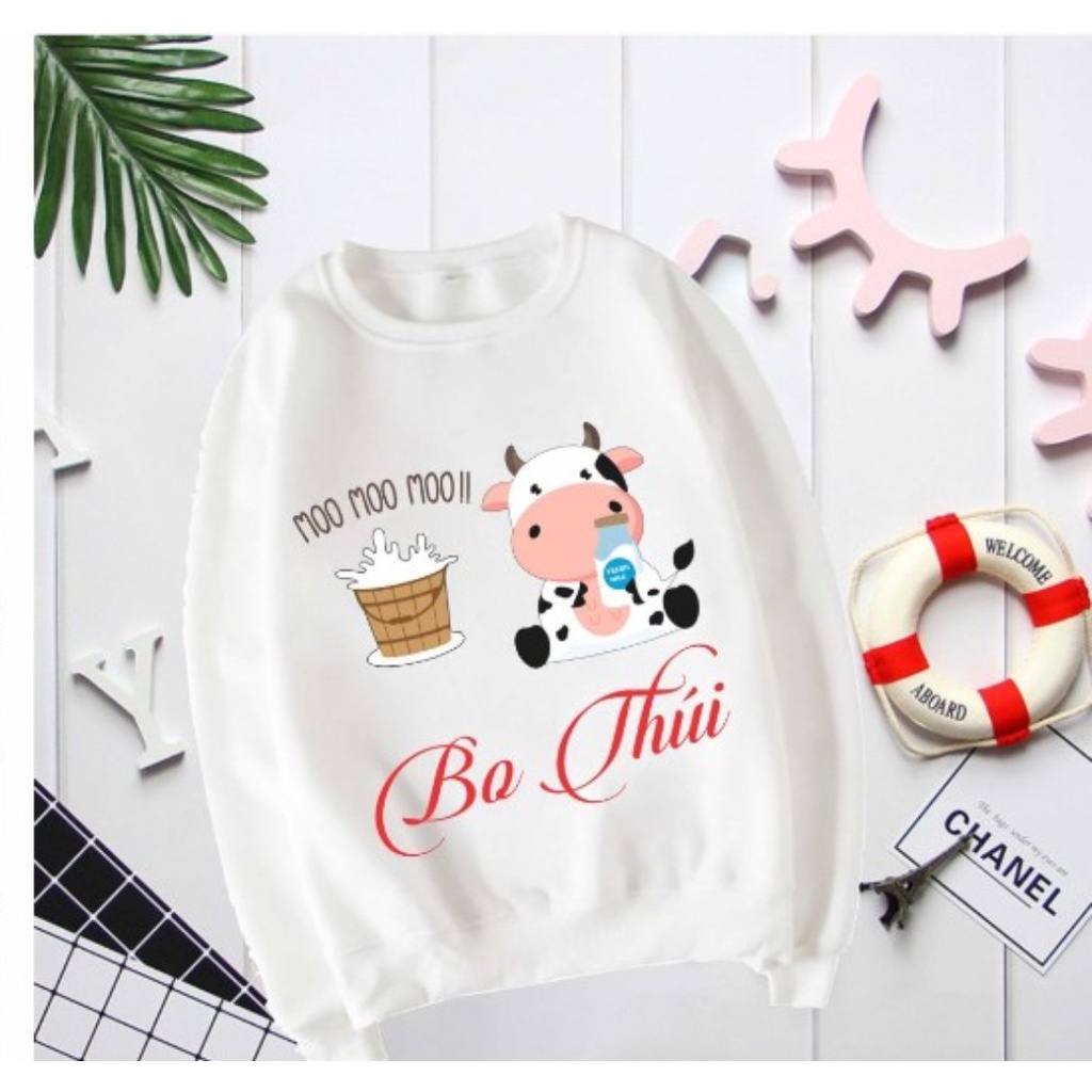 [SĨ] áo Sweater bò sữa+ TẶNG IN TÊN BÉ mặc đi học rất đẹp vải loại 1