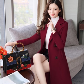 Áo khoác dạ dáng dài cổ vest cao cấp