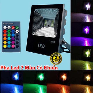 Đèn Led Pha 7 Màu Có Điều Khiển, Đen Trang Trí nhà cửa, sân Vườn, biển hiệu,quán cafe...Chống Nước Siêu Hot Chuẩn IP 65.
