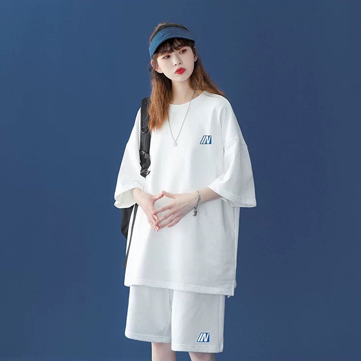 Bộ Áo Phông Form Rộng Cộc Tay Mix Quần Short Suông Trơn, Set Nữ Thun Xốp Tay Lỡ Freesize Dưới 65kg