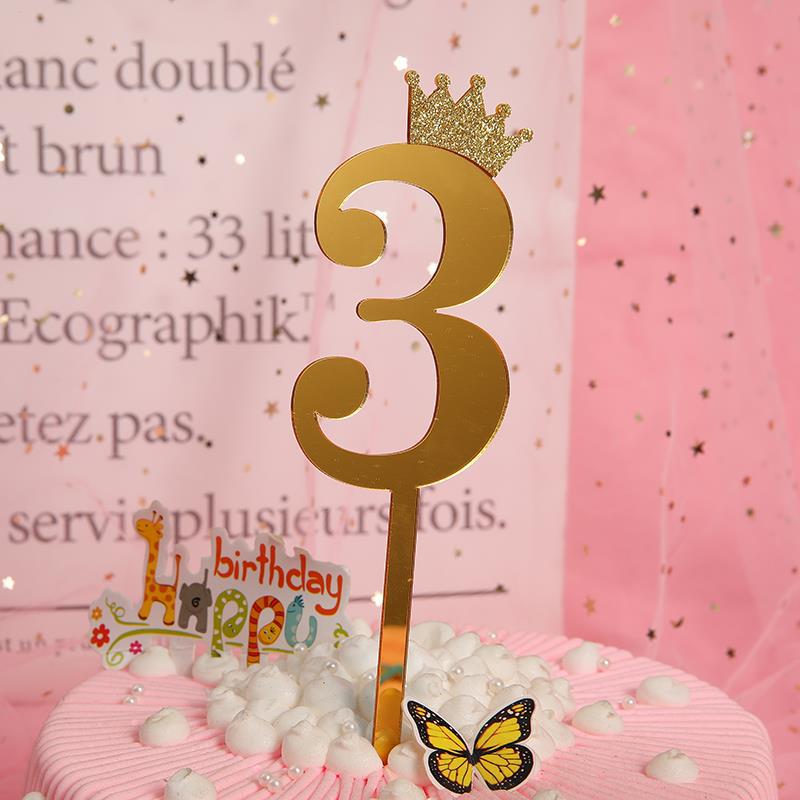 Topper trang trí bánh kem hình chữ số từ 0-9 kích thước 3*10.5cm