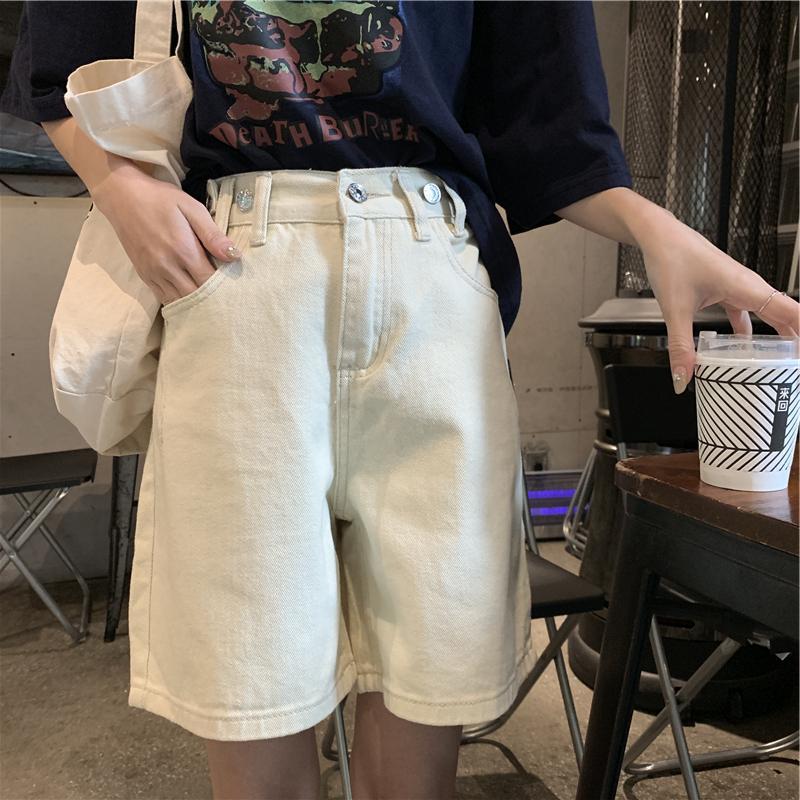 Quần đùi denim dáng rộng thời trang phong cách hàn quốc