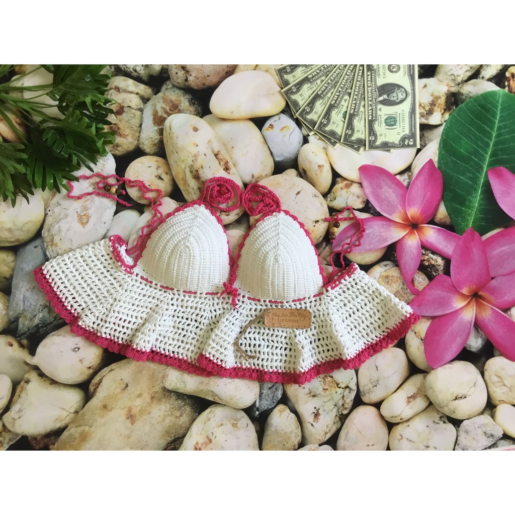 [Hàng sẵn] Áo bikini Móc tay bằng Sợi cotton siêu Chất (Mát nhẹ không dão)_Handmade 100% | BigBuy360 - bigbuy360.vn