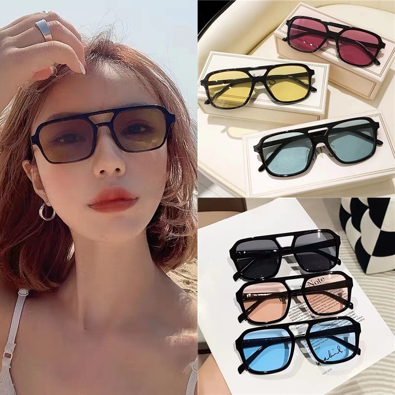 Kính Mát Gọng Vuông Đôi Chống Tia UV Thời Trang