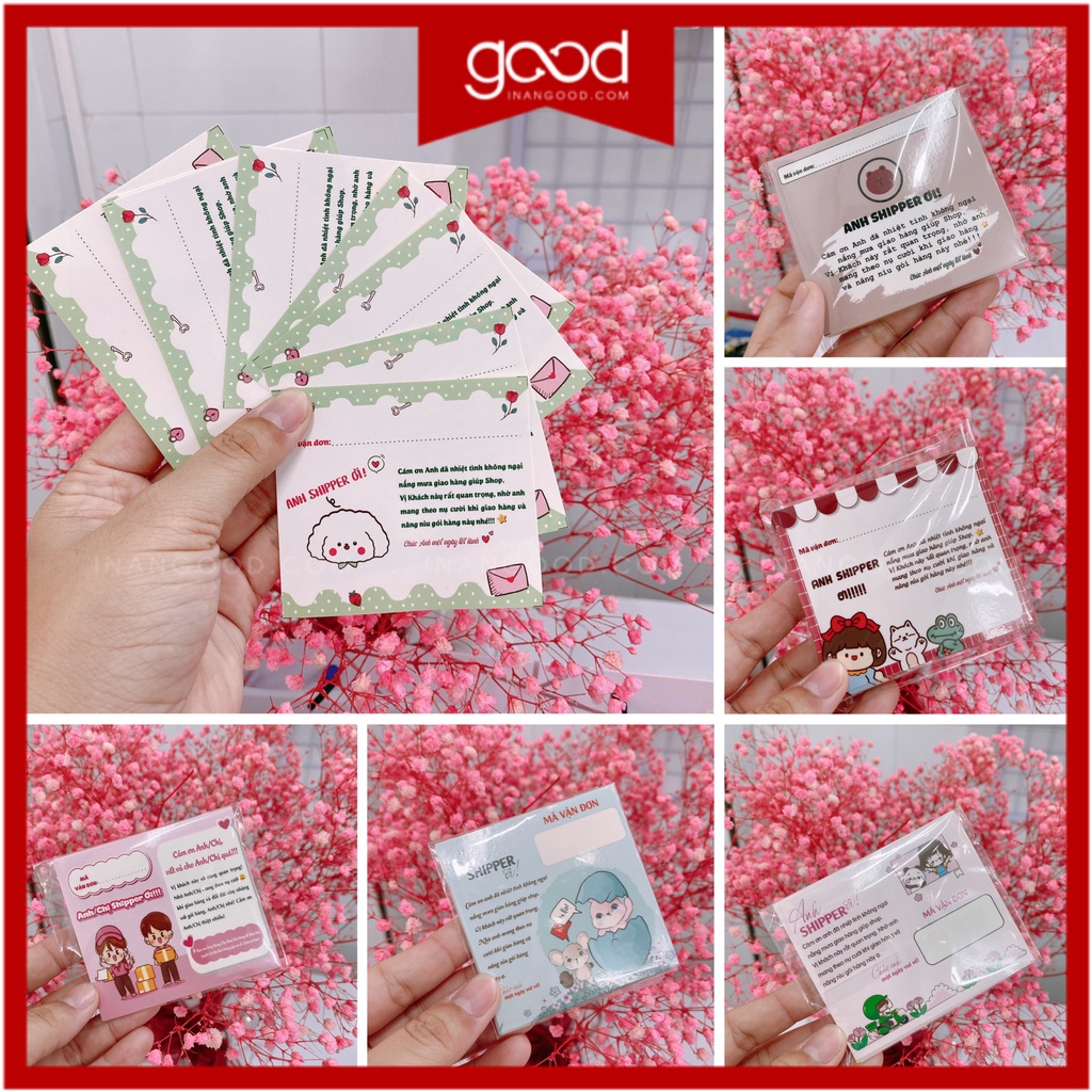 [Tem dán có keo] Tem dán CẢM ƠN ANH SHIPER có ô ghi mã vận đơn nhiều mẫu dễ thương