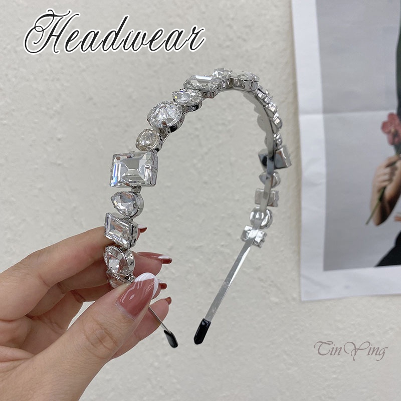 GETNOIVAS Băng Đô Cài Tóc Trang Trí Đính Đá Lấp Lánh Cỡ 15cm Bằng Hợp Kim