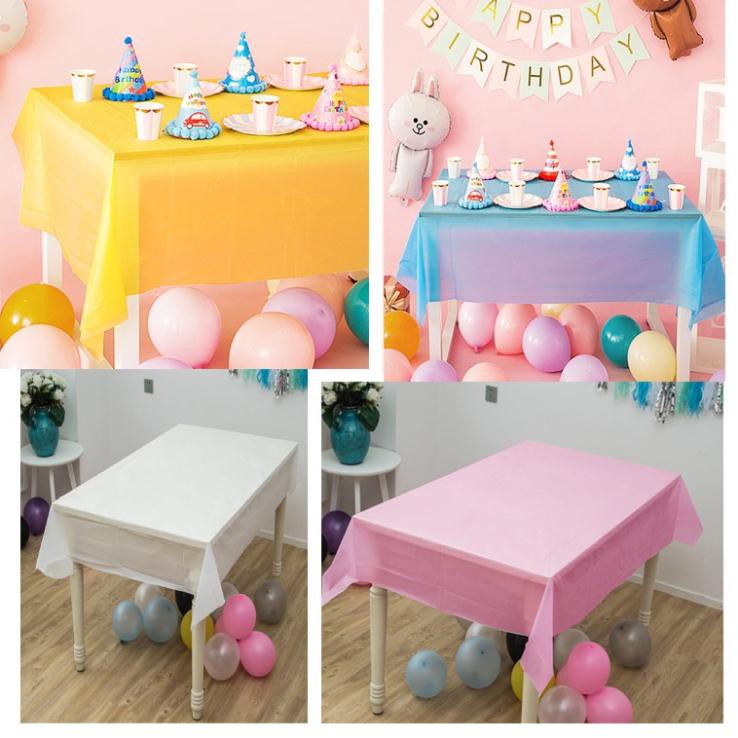Khăn trải bàn Trang trí bàn tiệc sinh nhật, khăn bàn nilon kích thước 1m3x1m8 đủ màu lựa chọn