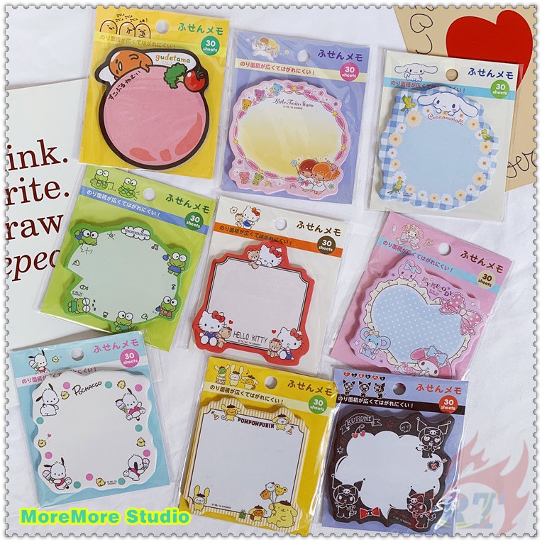 30 Tờ / Bộ ✿ Ghi Chú Dính Sanrio Q-2 ✿ Giấy Dán Ghi Chú Họa Tiết Hoạt Hình Hello Kitty / Little Twin Stars / Gudetama / Cinnamonroll / My Melody / PomPomPurin N Times