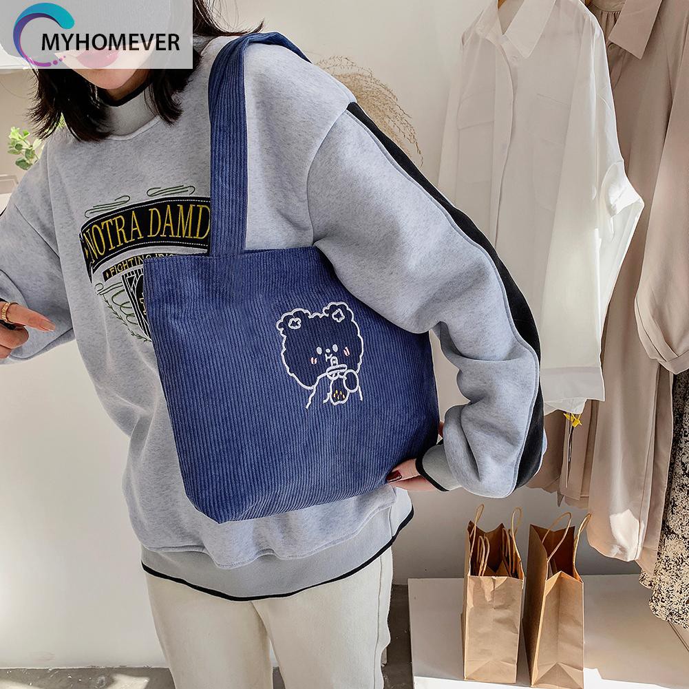 Túi Xách Vải Nhung Kẻ Hình Gấu Dễ Thương Cho Nữ