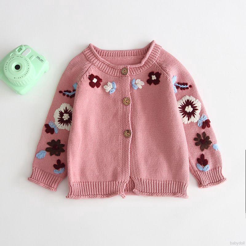 Áo Khoác Cardigan Dệt Kim Hoạ Tiết Hoa Cho Bé Gái 0-2 Tuổi