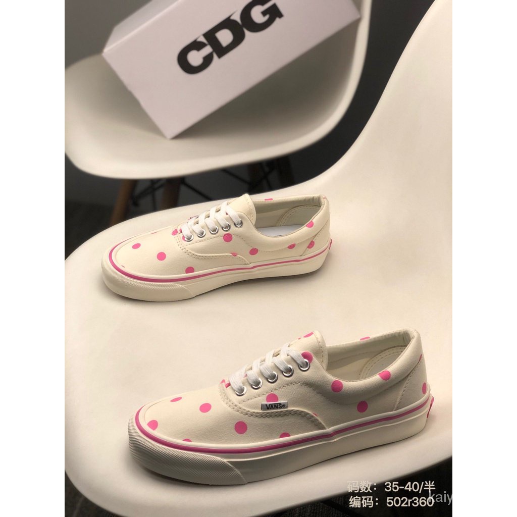 Giày Vans X Cdg Era Lx Gril Vải Canvas Họa Tiết Chấm Bi Khoét Sâu Size 35-40 Cho Nữ