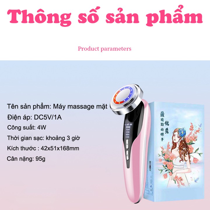 Máy Điện Di Tinh Chất Phiên, Chăm Sóc Da, Massage Mặt,Nâng Cơ, Làm Sạch, Đẩy Dưỡng Chất và Massage Mắt