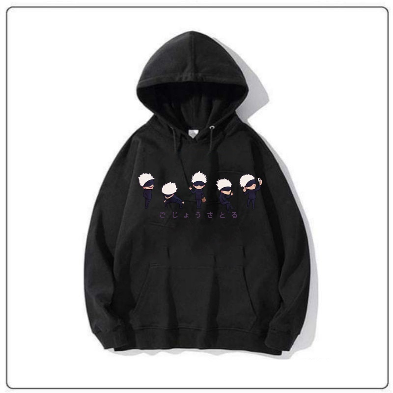 Áo hoodie dáng rộng in hình anime Jujutsu Kaisen Lil Gojo phong cách Harajuku thời trang mùa thu cho nam và nữ