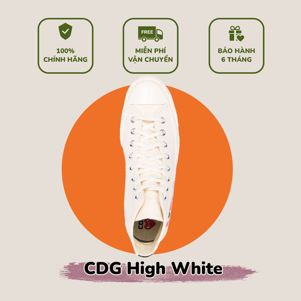 [  CHÍNH HÃNG ] giày sneaker CONVERSEE CDG HIGH WHITE