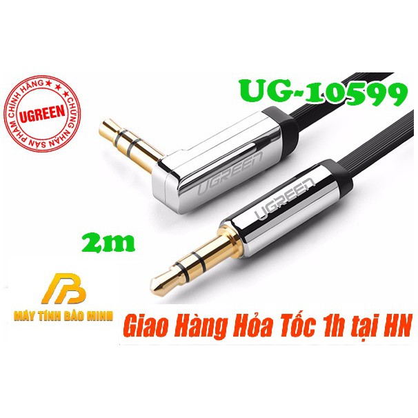 Cáp Audio 3.5mm Sang 3.5mm 1 Đầu Vuông Góc 90 độ Ugreen 10599 - Hàng Chính Hãng