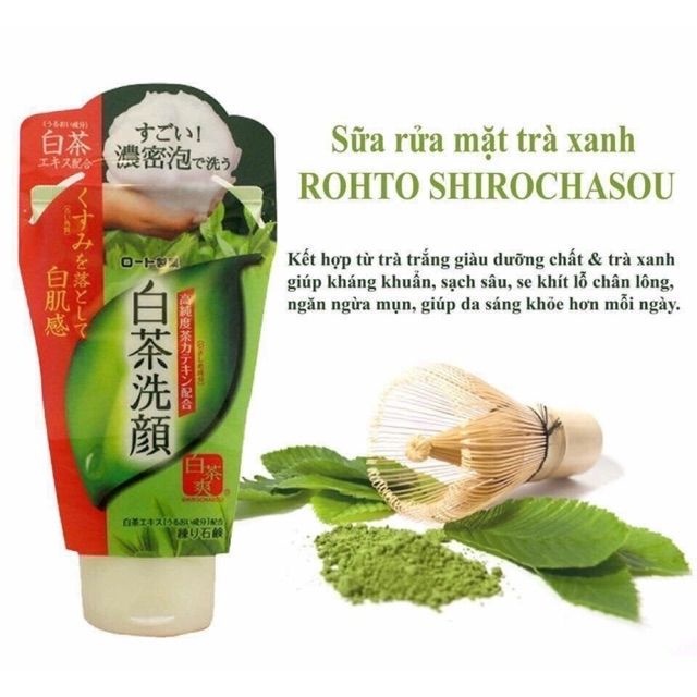 Sữa rửa mặt Trà xanh Shirochasou 120g Nhật Bản giúp sạch mụn sáng da