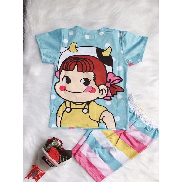 Bộ Đồ Thun Lạnh In 3D 💕LINA KIDS 💕 in 2 mặt trước sau hottrend siêu xinh đẹp cho bé gái size từ 8-19kg