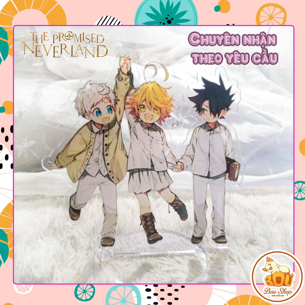 Tượng đứng Standee The promised neverland - Miền dất hứa Acrylic Mica anime + Hộp đèn theo yêu cầu