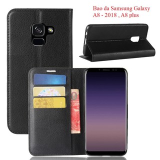 Bao da Samsung Galaxy A35, A8 plus nắp gập may viền O+ cao cấp
