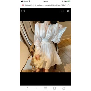 Váy trắng tay bồng (kèm ảnh thật+sẵn size S)
