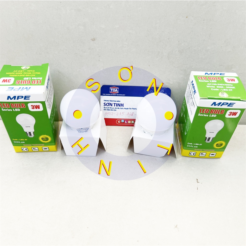 [ CHÍNH HÃNG ] Bóng đèn led bulb MPE công suất : 3W ánh sáng trắng, ánh sáng vàng