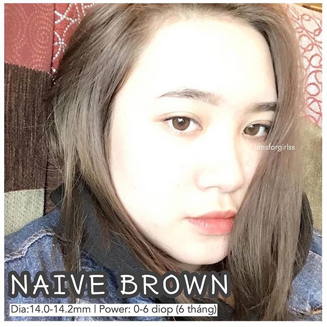 &lt;Sẵn 0.00 độ&gt; Kính áp tròng NAIVE BROWN (6 tháng)