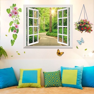 Decal dán tường cửa sổ và chân cỏ may mắn