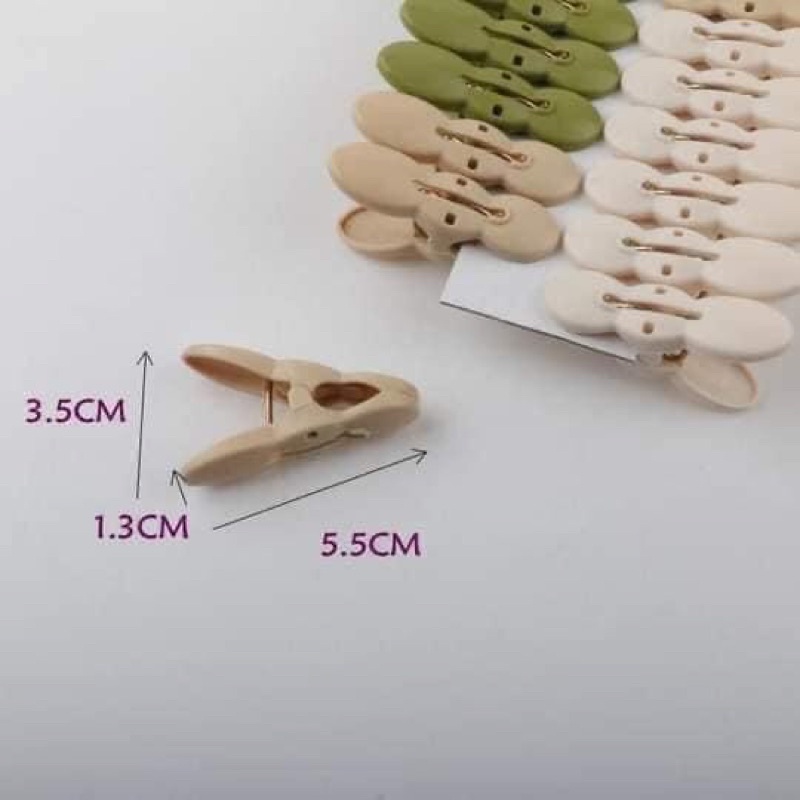 Vỉ 20 kẹp quần áo củ lạc, kẹp quần áo loại dày